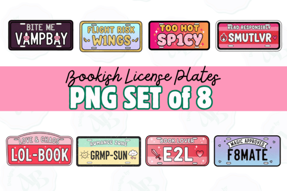 Download Bookish License Plates Clip Art Set - Clip art set Collection