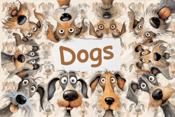 Download Clip Art Set of Funny Dogs - Clip art set Collection