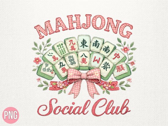 Download Mahjong Social Club Floral Retro PNG - Retro png Collection