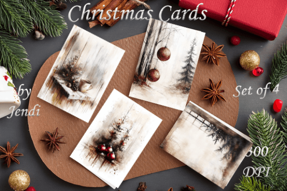 Download Vintage Christmas Cards Set of 4 Ii - Premium Bundle