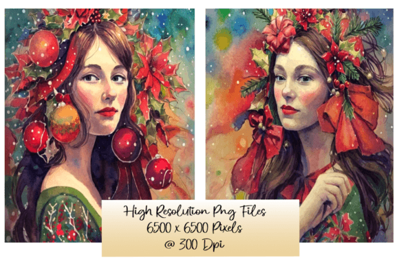 Download Yuletide Womans Portraits Set of 2 - Premium Resources